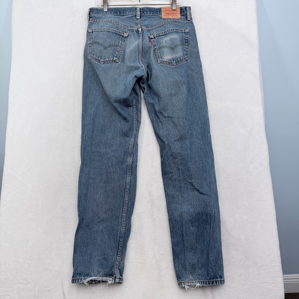 Levis 501 Jeans Mens 35x36 (32x31) Blue Straight Leg Button Fly - Picture 10 of 10